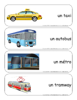 Étiquettes-mots géants-Le transport en commune