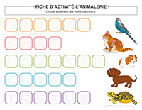 Fiches d’activité-Animalerie