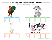 Fiches d’activité-Animaux de la ferme