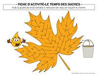 Fiches d&rsquo;activit&eacute;-Temps des sucres