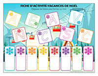 Fiches d’activité-Vacances de Noel