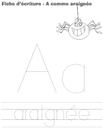 Fiches d'écriture - A comme araigné Fiches d'écriture - A comme araigné
