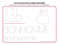 Fiches d’écriture-B comme Bonhomme