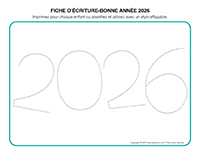 Fiches d'ecriture-Bonne annee 2026