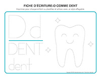 Fiches d'écriture-D comme dent 2024