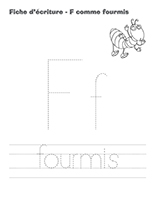 Fiches d’écriture-F- omme fourmis