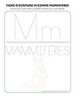 Fiches d’écriture-M comme mammifères