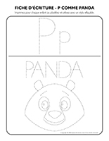 Fiches d'écriture-P comme Panda