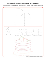 Fiches d'écriture-P comme Pâtisserie