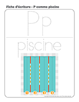 Fiches d’écriture-P comme piscine