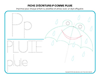 Fiches d&rsquo;ecriture-P comme pluie