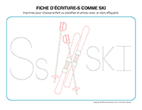 Fiches d’écriture-S comme Ski