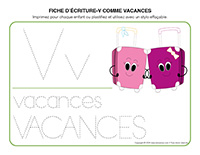 Fiches d’écriture-V comme vacances 2024