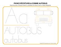 Fiches decriture-A comme Autobus