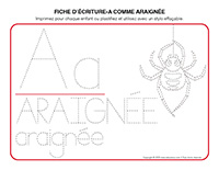 Fiches decriture-A comme araignee