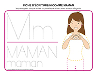 Fiches decriture-M comme maman