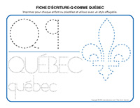 Fiches decriture-Q comme Quebec