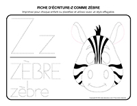Fiches decriture-Z comme zebre
