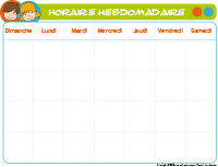 Horaire hebdomadaire Horaire hebdomadaire
