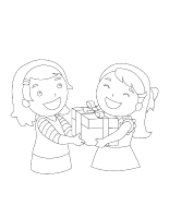 Images à colorier-Noël-échange de cadeaux Images à colorier-Noël-échange de cadeaux