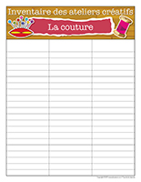 Inventaire-Ateliers créatifs-La couture Inventaire-Ateliers créatifs-La couture