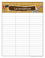 Inventaire-Ateliers créatifs-La sculpture Inventaire-Ateliers créatifs-La sculpture