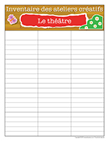 Inventaire-Ateliers créatifs-Le théâtre Inventaire-Ateliers créatifs-Le théâtre