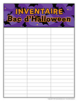 Inventaire interactif-Bac d’Halloween
