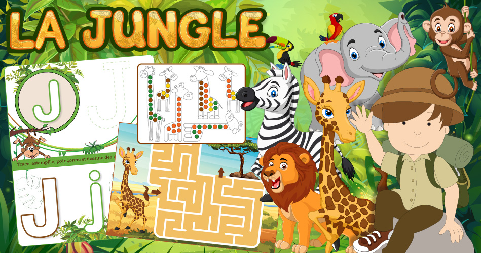 Jeu Memory éducatif en Tissu pour Enfant Animaux Jungle Savane