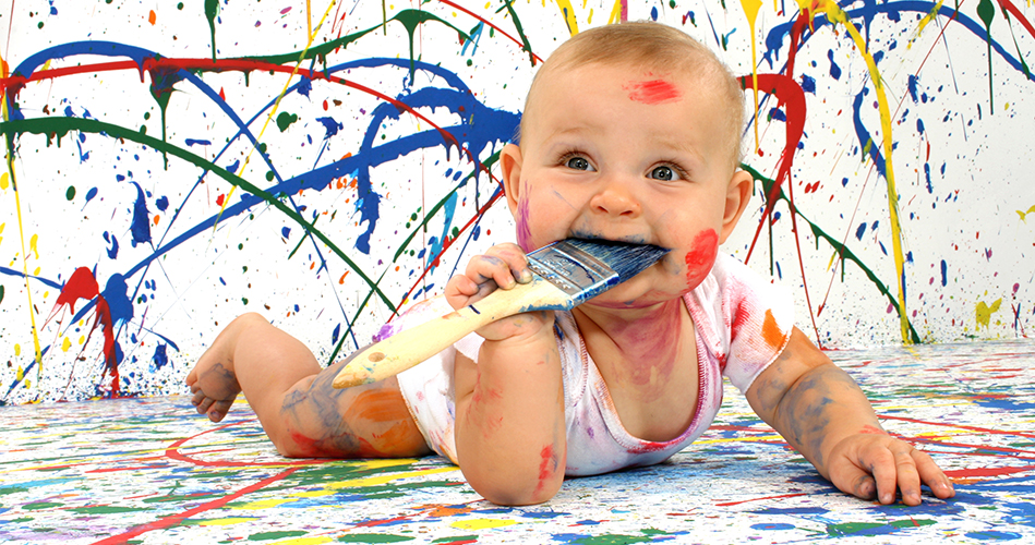 La peinture, activités pour enfants de 0 à 18 mois.