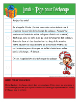 Lettre thématique-échange de cadeaux