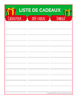 Liste de cadeaux Liste de cadeaux