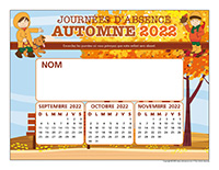 Liste des absences-Automne 2022-1 enfant