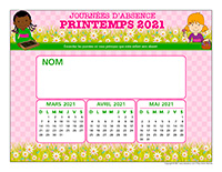 Liste des absences-Printemps 2021-1 enfant