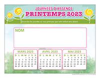 Liste-des absences-Printemps 2023 1 enfant