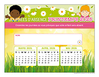 Liste des absences-Printemps 2025 1 enfant