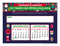 Liste des absences-Temps des Fêtes-2023 1 enfant