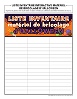 Liste inventaire interactive materiel de bricolage-Halloween