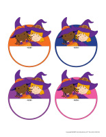 Macarons d'identification interactifs-Halloween-Sorcières