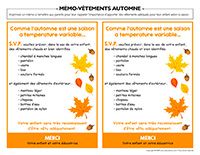 Mémo-Vêtements automne