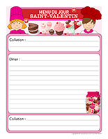 Menu de la Saint-Valentin 2019