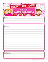 Menu de la Saint-Valentin-Interactif