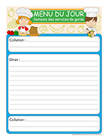 Menu de la Semaine des services de garde