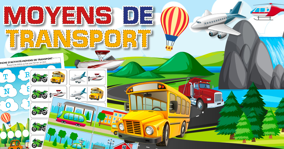 Les moyens de transport, activités pour enfants.