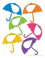 Parapluies et gouttes de couleur