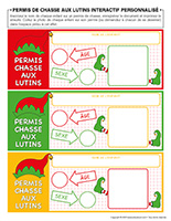 Permis de chasse aux lutins interactif personnalisé