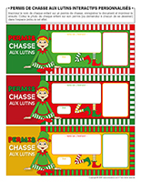 Permis de chasse aux lutins interactifs personnalisés