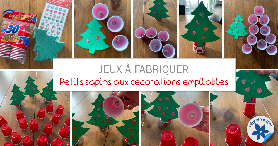 Petits sapins aux décorations empilables