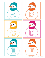 Pige cherche et colorie les lettres-Bonshommes de neige