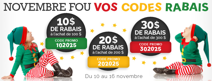 Vos codes rabais
